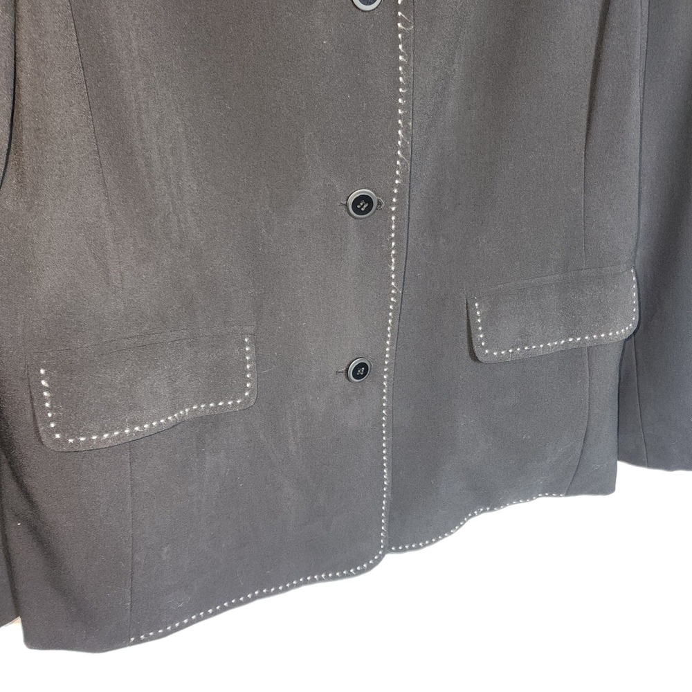 Sag Harbor Blazer Jacket 14 Black Vintage Pick Stitch Career Office - Picture 7 of 8
